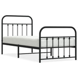 NNEVL Metal Bed Frame with Headboard and Footboard Black 92x187 cm Single Size
