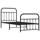 NNEVL Metal Bed Frame with Headboard and Footboard Black 92x187 cm Single Size
