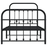 NNEVL Metal Bed Frame with Headboard and Footboard Black 92x187 cm Single Size
