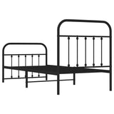 NNEVL Metal Bed Frame with Headboard and Footboard Black 92x187 cm Single Size