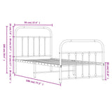 NNEVL Metal Bed Frame with Headboard and Footboard Black 92x187 cm Single Size