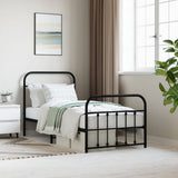 NNEVL Metal Bed Frame with Headboard and Footboard Black 92x187 cm Single Size