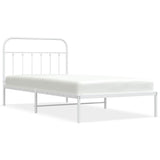 NNEVL Metal Bed Frame with Headboard White 107x203 cm Kingle Single Size