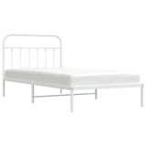 NNEVL Metal Bed Frame with Headboard White 107x203 cm Kingle Single Size