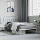 NNEVL Metal Bed Frame with Headboard White 107x203 cm Kingle Single Size