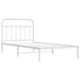 NNEVL Metal Bed Frame with Headboard White 107x203 cm Kingle Single Size