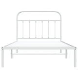 NNEVL Metal Bed Frame with Headboard White 107x203 cm Kingle Single Size