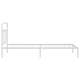 NNEVL Metal Bed Frame with Headboard White 107x203 cm Kingle Single Size