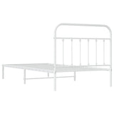 NNEVL Metal Bed Frame with Headboard White 107x203 cm Kingle Single Size