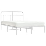 NNEVL Metal Bed Frame with Headboard White 137x187 cm Double Size