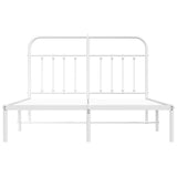 NNEVL Metal Bed Frame with Headboard White 137x187 cm Double Size