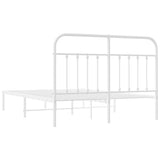 NNEVL Metal Bed Frame with Headboard White 137x187 cm Double Size