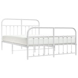 NNEVL Metal Bed Frame with Headboard and Footboard White 153x203 cm Queen Size