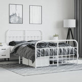 NNEVL Metal Bed Frame with Headboard and Footboard White 153x203 cm Queen Size