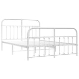 NNEVL Metal Bed Frame with Headboard and Footboard White 153x203 cm Queen Size