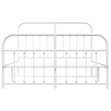 NNEVL Metal Bed Frame with Headboard and Footboard White 153x203 cm Queen Size
