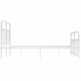 NNEVL Metal Bed Frame with Headboard and Footboard White 153x203 cm Queen Size