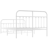 NNEVL Metal Bed Frame with Headboard and Footboard White 153x203 cm Queen Size