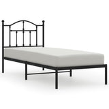 NNEVL Metal Bed Frame with Headboard Black 92x187 cm Single