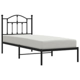 NNEVL Metal Bed Frame with Headboard Black 92x187 cm Single