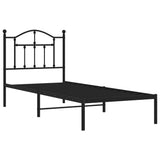 NNEVL Metal Bed Frame with Headboard Black 92x187 cm Single