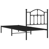 NNEVL Metal Bed Frame with Headboard Black 92x187 cm Single