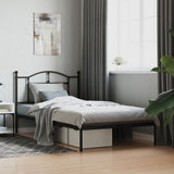 NNEVL Metal Bed Frame with Headboard Black 107x203 cm King Single