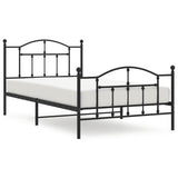 NNEVL Metal Bed Frame with Headboard and Footboard Black 107x203 cm King Single