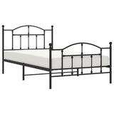 NNEVL Metal Bed Frame with Headboard and Footboard Black 107x203 cm King Single
