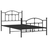 NNEVL Metal Bed Frame with Headboard and Footboard Black 107x203 cm King Single