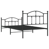 NNEVL Metal Bed Frame with Headboard and Footboard Black 107x203 cm King Single