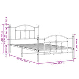 NNEVL Metal Bed Frame with Headboard and Footboard Black 107x203 cm King Single