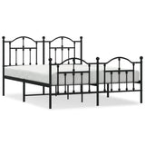 NNEVL Metal Bed Frame with Headboard and Footboard Black 137x187 cm Double