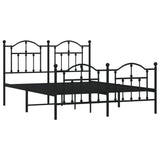 NNEVL Metal Bed Frame with Headboard and Footboard Black 137x187 cm Double