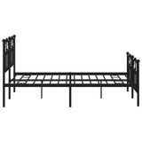NNEVL Metal Bed Frame with Headboard and Footboard Black 137x187 cm Double