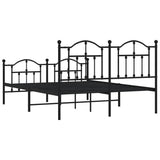 NNEVL Metal Bed Frame with Headboard and Footboard Black 137x187 cm Double