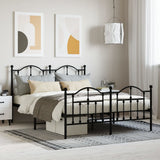 NNEVL Metal Bed Frame with Headboard and Footboard Black 137x187 cm Double