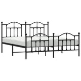 NNEVL Metal Bed Frame with Headboard and Footboard Black 183x203 cm King