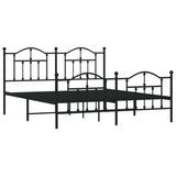 NNEVL Metal Bed Frame with Headboard and Footboard Black 183x203 cm King