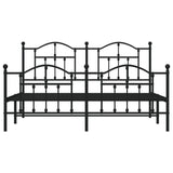 NNEVL Metal Bed Frame with Headboard and Footboard Black 183x203 cm King