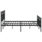 NNEVL Metal Bed Frame with Headboard and Footboard Black 183x203 cm King