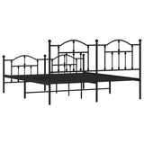 NNEVL Metal Bed Frame with Headboard and Footboard Black 183x203 cm King