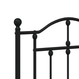NNEVL Metal Bed Frame with Headboard and Footboard Black 183x203 cm King