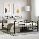 NNEVL Metal Bed Frame with Headboard and Footboard Black 183x203 cm King