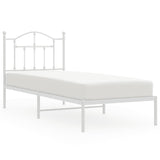 NNEVL Metal Bed Frame with Headboard White 92x187 cm Single