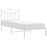 NNEVL Metal Bed Frame with Headboard White 92x187 cm Single