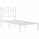 NNEVL Metal Bed Frame with Headboard White 92x187 cm Single