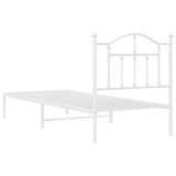 NNEVL Metal Bed Frame with Headboard White 92x187 cm Single