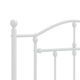 NNEVL Metal Bed Frame with Headboard White 92x187 cm Single