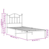 NNEVL Metal Bed Frame with Headboard White 92x187 cm Single